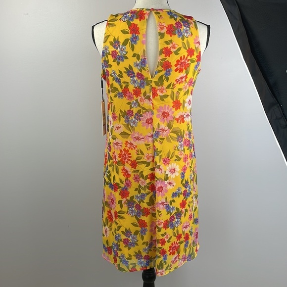 NWT Calvin Klein Sleeveless Dress SZ 2 Yellow Floral Short Slip Dress - Picture 9 of 14